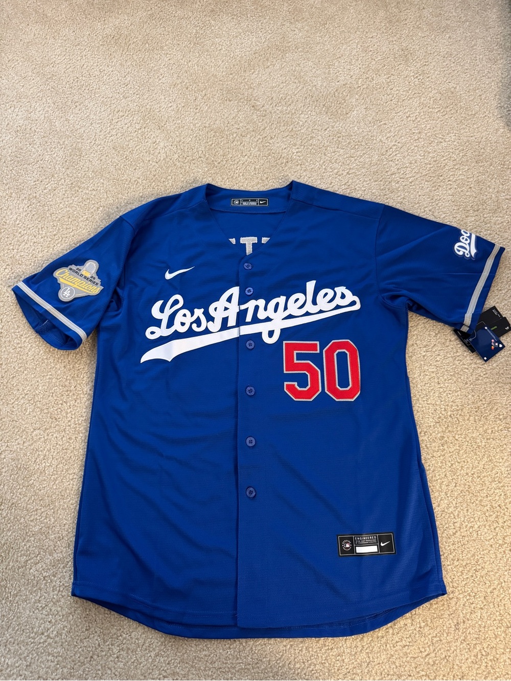 Dodgers Mookie Betts #50 Blue Jersey - Los Angeles 2026 Edition Size Large (New)